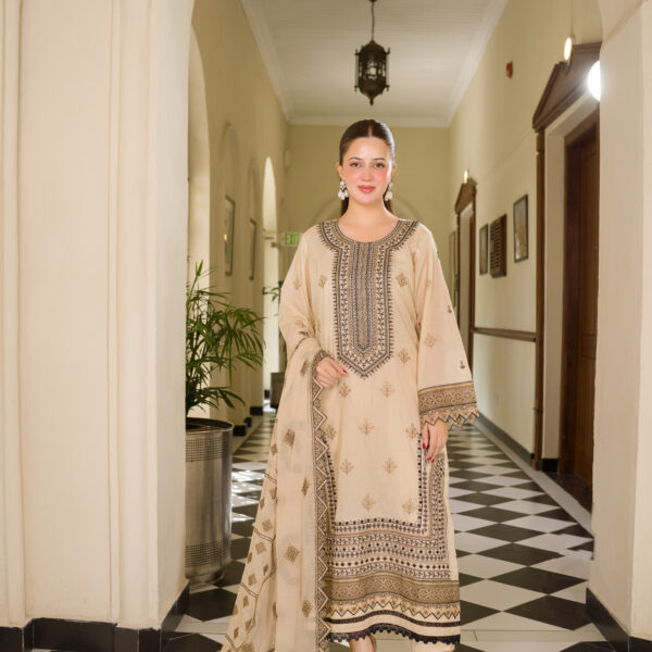 Lajawab Yaadein - MANIZAY Premium Embroidered Lawn With Heavy Embroidered Crinkle Dupatta M-08