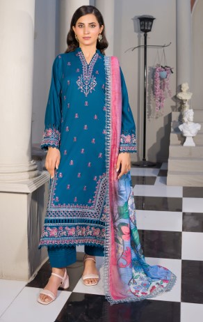 Gul-e-Laila - MANIZAY Premium Embroidered Lawn With Digital Print Embroidered Fancy Dupatta M-06
