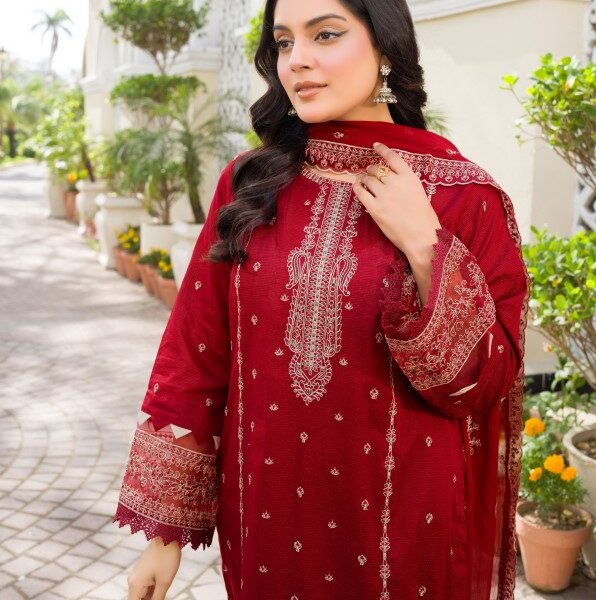 Gul-e-Nayab - MANIZAY Premium Embroidered Lawn With Heavy Embroidered Crinkle Dupatta M-07