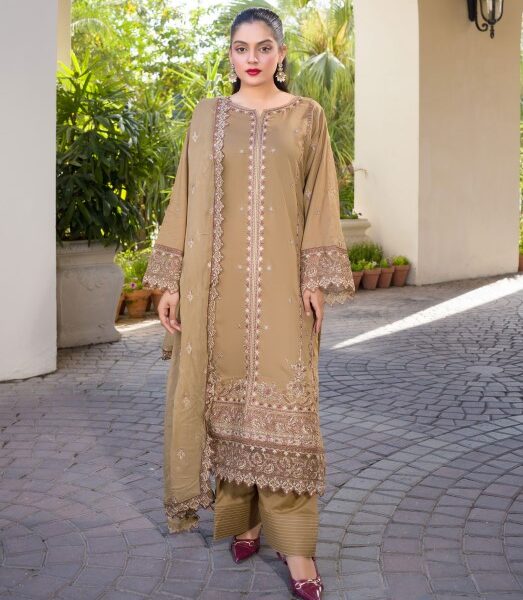 Gul-e-Nayab - MANIZAY Premium Embroidered Lawn With Heavy Embroidered Crinkle Dupatta M-09