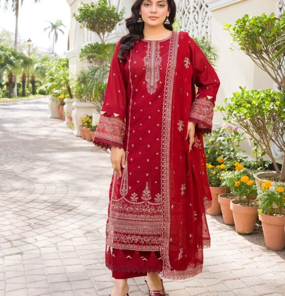 Gul-e-Nayab - MANIZAY Premium Embroidered Lawn With Heavy Embroidered Crinkle Dupatta M-07