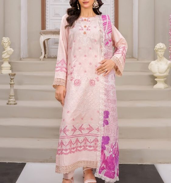 Gul-e-Laila - MANIZAY Premium Embroidered Lawn With Digital Print Embroidered Fancy Dupatta M-08