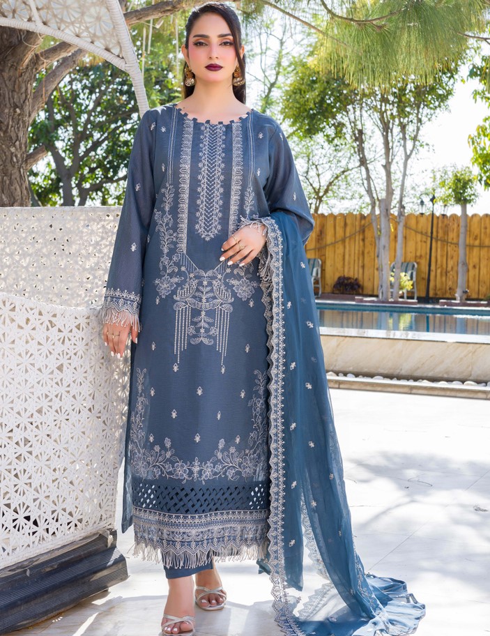 Libas-e-Khas-MANIZAY Premium Embroidered Lawn With Embroidered Crinkle Dupatta M-09