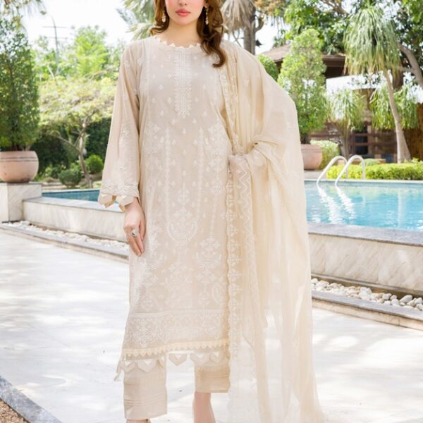 Zauq-MANIZAY Premium Embroidered Lawn With Embroidered Crinkle Dupatta M-06