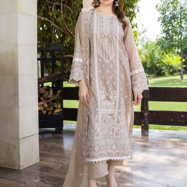 Zauq-MANIZAY Premium Embroidered Lawn With Embroidered Crinkle Dupatta M-08