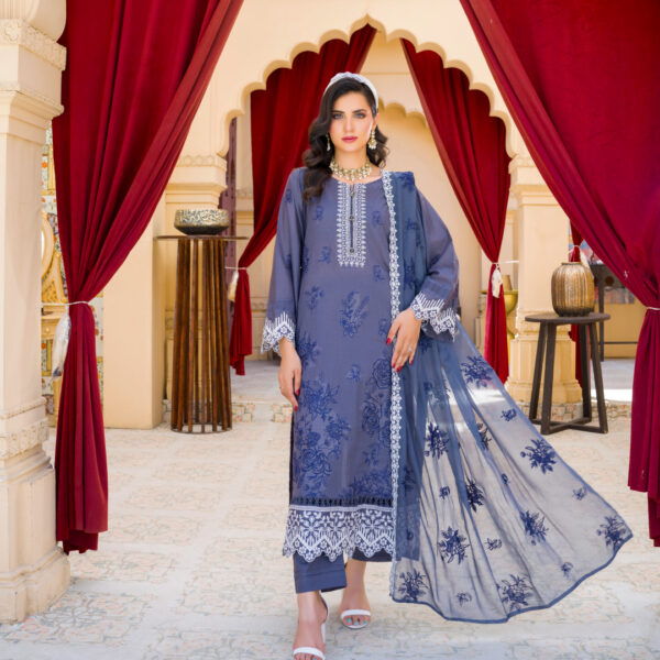 Manizay Umeed Khush Rang Premium Embroidered Lawn With Embroidered Crinkle Dupatta M-03