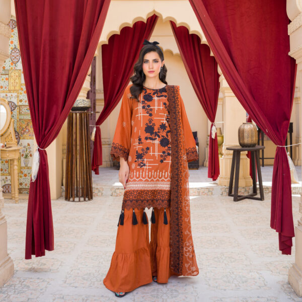 Manizay Umeed Khush Rang Premium Embroidered Lawn With Embroidered Crinkle Dupatta M-02