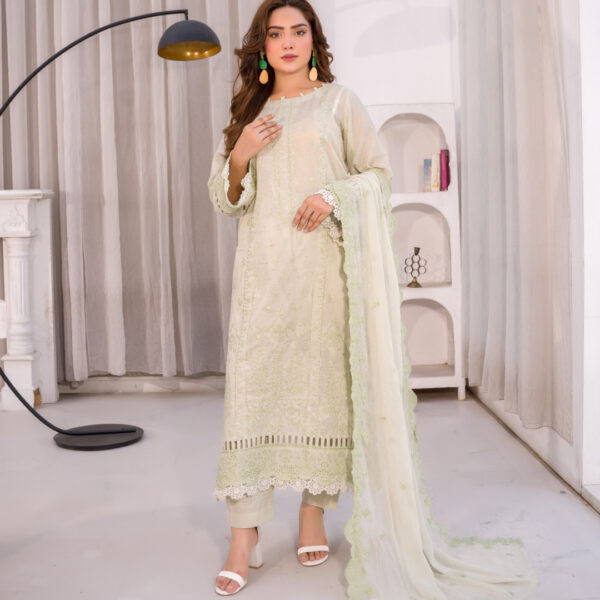 Manizay Nau Bahar Premium Embroidered Chikenkari Lawn Collection With Embroidered Pure Crinkle Dupatta M-06