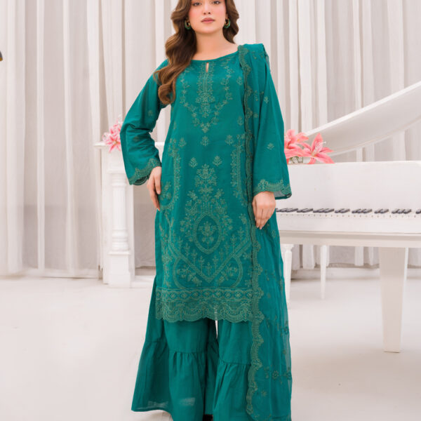 Manizay Nau Bahar Premium Embroidered Chikenkari Lawn Collection With Embroidered Pure Crinkle Dupatta M-03