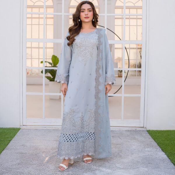 Manizay Nau Bahar Premium Embroidered Chikenkari Lawn Collection With Embroidered Pure Crinkle Dupatta M-08