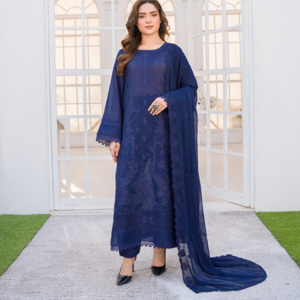 Manizay Nau Bahar Premium Embroidered Chikenkari Lawn Collection With Embroidered Pure Crinkle Dupatta M-07