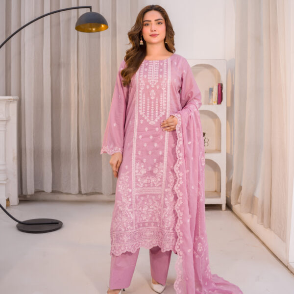 Manizay Nau Bahar Premium Embroidered Chikenkari Lawn Collection With Embroidered Pure Crinkle Dupatta M-04
