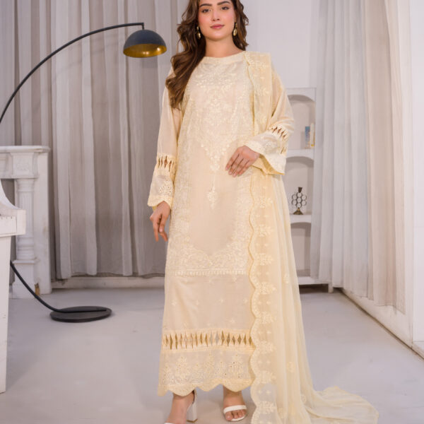 Manizay Nau Bahar Premium Embroidered Chikenkari Lawn Collection With Embroidered Pure Crinkle Dupatta M-10